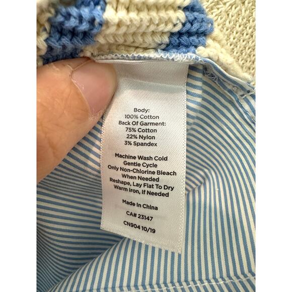 TALBOTS | Nautical Striped Cream Sweater with Back Bow & Contrast Panel | 1X - Picture 8 of 8